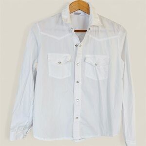 Stateside White Western Shirt with Silver Snap Buttons
